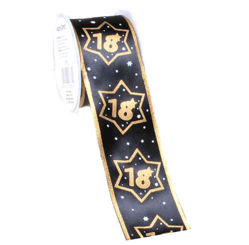 Geschenkband 18, schwarz/gold