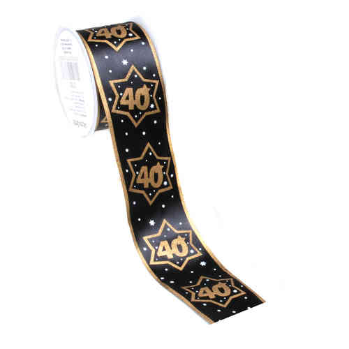 Geschenkband 40, schwarz/gold