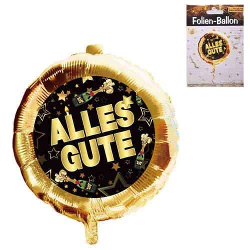 Folien Ballon Alles Gute, schwarz/gold