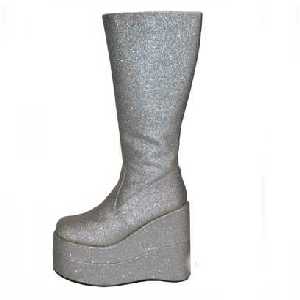 Disco 70er Jahre Damen Stiefel,silber,lang