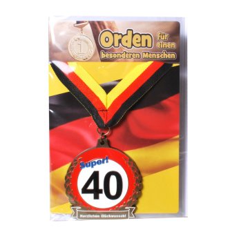 Orden 40 mit Karte und Umschlag