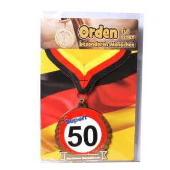 Orden 50 mit Karte und Umschlag