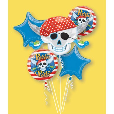 Piraten Party Luftballon Strauß, 5-tlg.