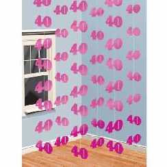 Deko 40. Geburtstag Hängegirlande,pink