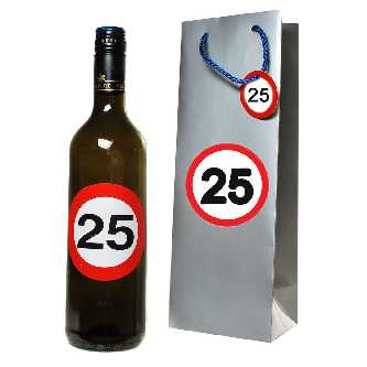 Zum 25. Geburtstag Wein mit Flaschentasche