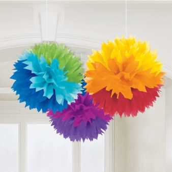 Rainbow Fluffy Pompoms Deko