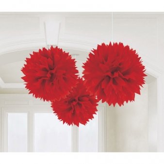 Rote Pompons im 3 er Set, 40 cm