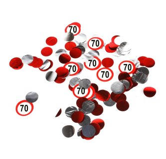 Konfetti Kanone mit Verkehrsschild Zahl 70