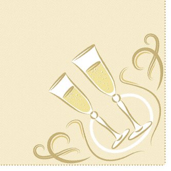 Servietten für Silvester 25 x 25 cm, gold