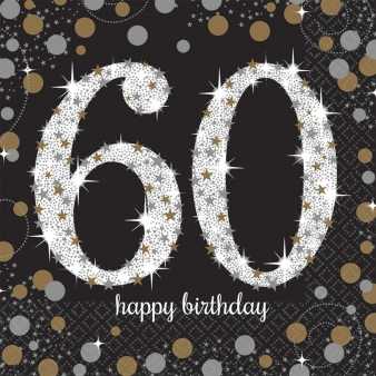 Happy Birthday Sparkling Servietten 60