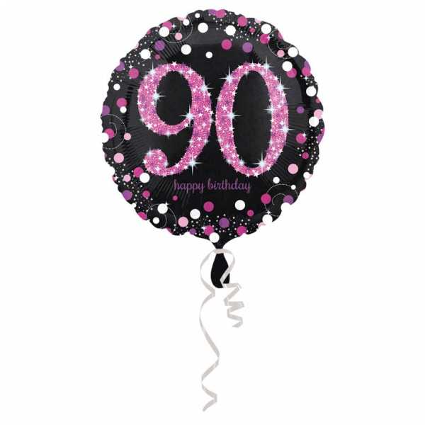 Folienballon zum 90. Geburtstag, pink