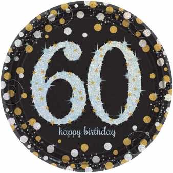 Teller zum 60. Geburtstag Sparkling gold