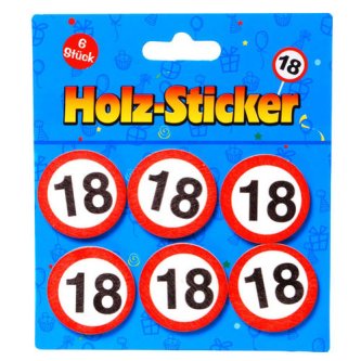 Holz-Sticker 18, 6-tlg.