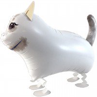 1  Laufender Ballon - Ø 50cm - Weisse Katze