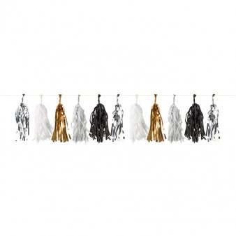 Girlande Tassel gold/silber/schwarz/weiß