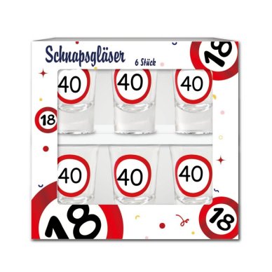 Schnapsgläser zum 40.Geburtstag