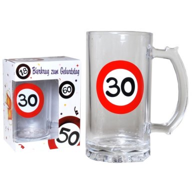 Bierkrug mit Zahl 30