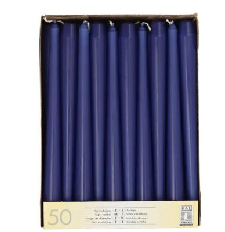 Leuchterkerzen dunkelblau, 50 Stück Leuchterkerzen dunkelblau, 50 Stück