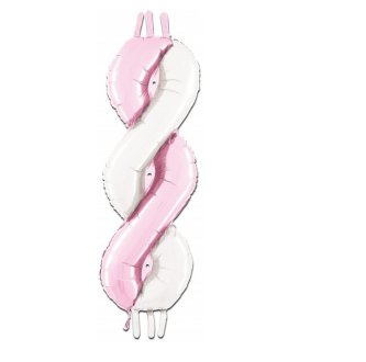 Folienballon gedrehte Säule, rosa/weiss