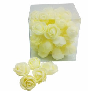 Mini Rosen in Box creme, 50 Stück