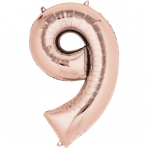 Folienballon - 35cm - Rosegold -  Zahl 9 Folienballon - 35cm - Rosegold -  Zahl 9