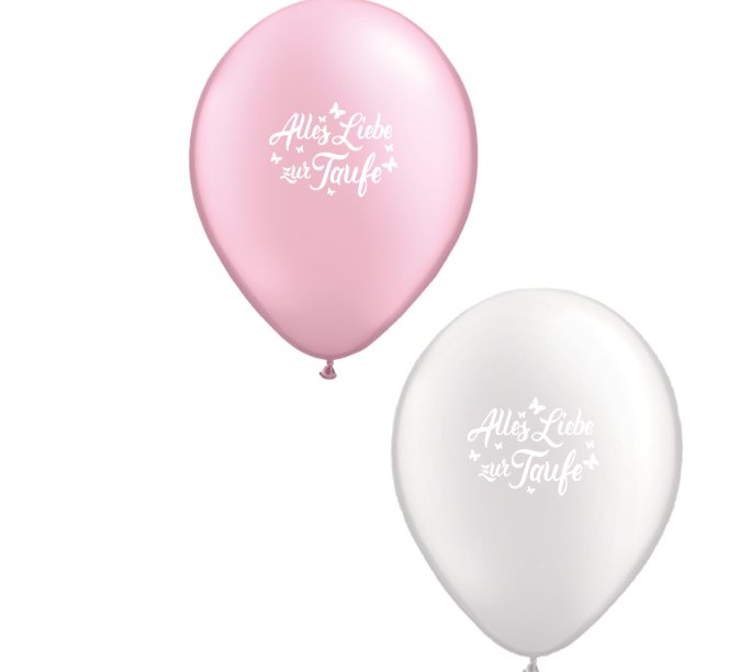 Taufe - Luftballons mit Druck rosa/weiß