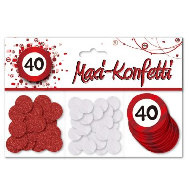 Maxi Konfetti Verkehrsschild Zahl 40