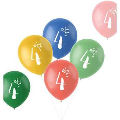 Geburtstag - Zahlenballons mit Zahl 4