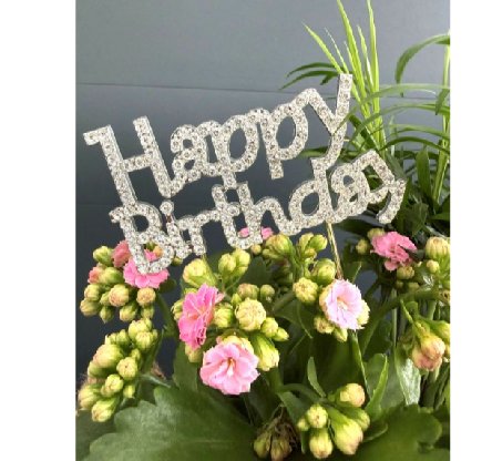 Happy Birthday Stecker mit Glitzersteinen