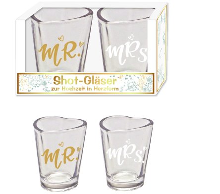 Schnapsgläser Mr. & Mrs. in Herzform Schnapsgläser Mr. & Mrs. in Herzform
