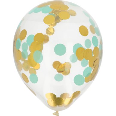 Ballons mit Konfetti Gold und Mint, 30cm