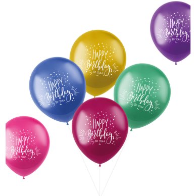 Happy Birthday Metallic Ballons, 6 Stück