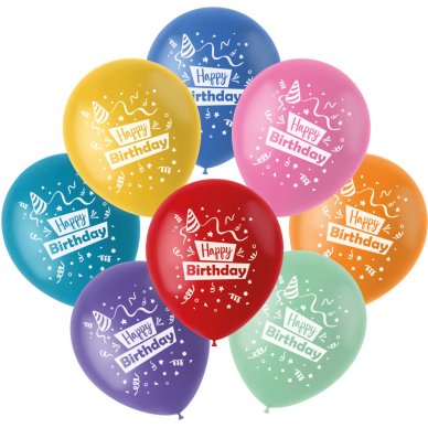 Ballons Happy Birthday, 8 Stück