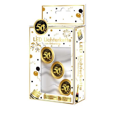 LED Lichterkette mit Zahl 50, schwarz/gold LED Lichterkette mit Zahl 50, schwarz/gold