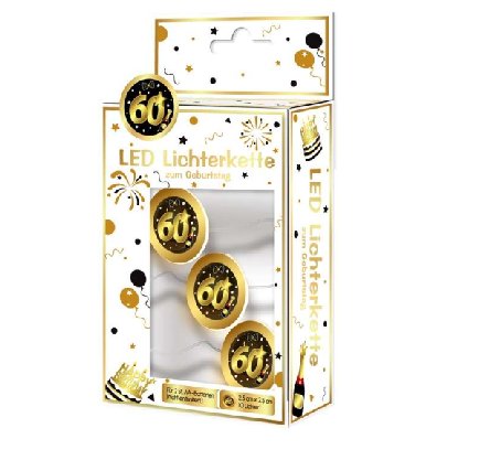 LED Lichterkette mit Zahl 60, schwarz/gold LED Lichterkette mit Zahl 60, schwarz/gold