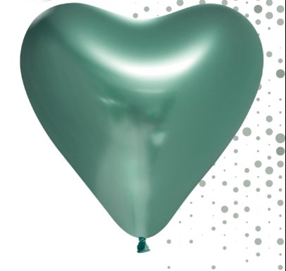 Herzballons, grün, Spiegeloptik, 6 Stück Herzballons, grün, Spiegeloptik, 6 Stück