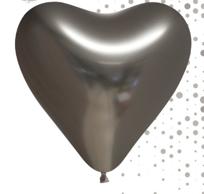 Herzballons, silber, Spiegeloptik, 6 Stück Herzballons, silber, Spiegeloptik, 6 Stück