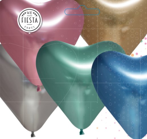 Herzballons, Spiegeloptik, 20 Stück Herzballons, Spiegeloptik, 20 Stück