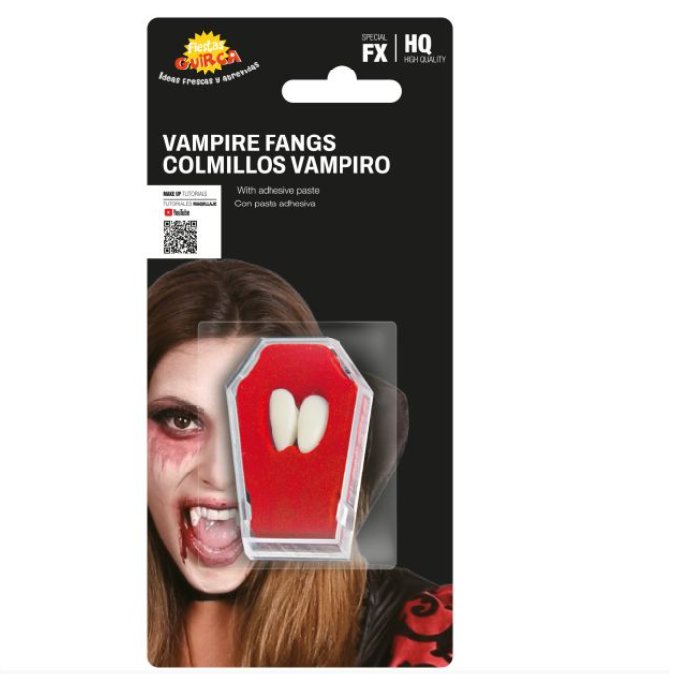 Vampirzähne mit Kleber im Sarg Vampirzähne mit Kleber im Sarg