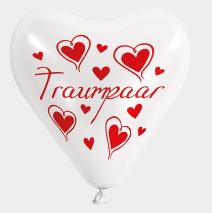 50 Herzballons - 30cm - weiss - Traumpaar