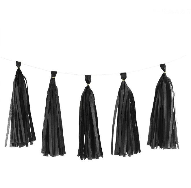 Silvester Girlande Tassel, schwarz, 2m