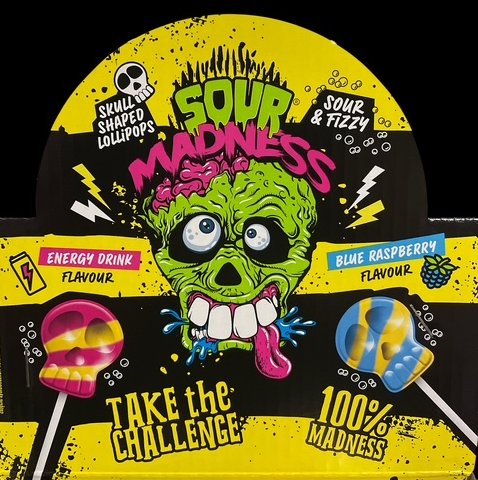 Sour Madness Skull Lutscher, 1 Stück