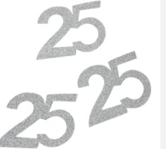 Jubiläumszahl 25, silber