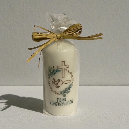 Kerze zur Konfirmation, verpackt Kerze zur Konfirmation, verpackt