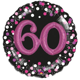 Ballon Jumbo 3 D - Zahl 60 - pink