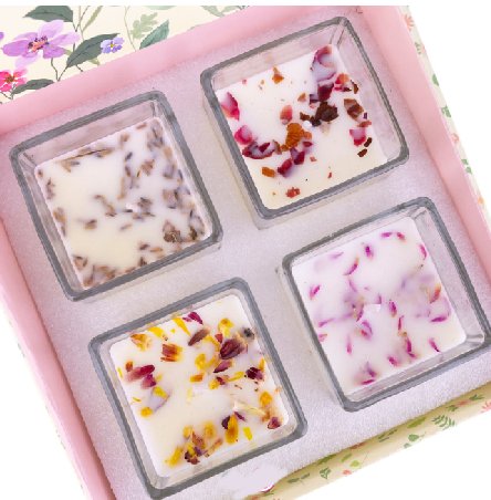 Duftkerze mit Blüten, 1 Stück Duftkerze mit Blüten, 1 Stück