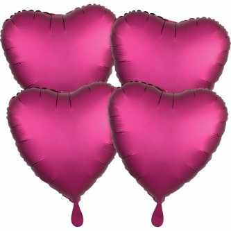 Ballon Herzen Satin Pink, 4 Stück