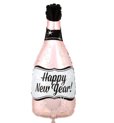 Folienballon als Flasche, rose/schwarz