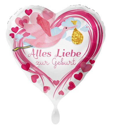 Folienballon Alles Liebe zur Geburt Pink