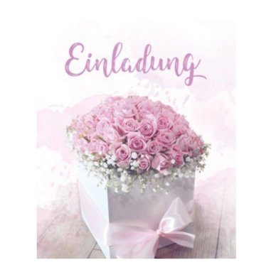 Einladungskarten Rosa Rosen, 5 Stück